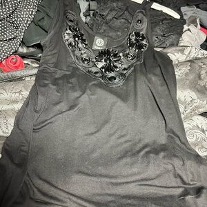 Bobeau large ciel neck top with design